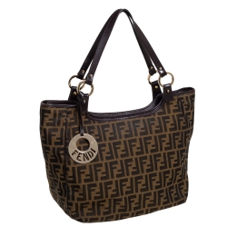 Pre Owned Fendi Tobacco Zucca Canvas and Leather Chef Shopper Tote