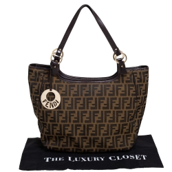 Pre Owned Fendi Tobacco Zucca Canvas and Leather Chef Shopper Tote