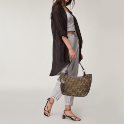 Pre Owned Fendi Tobacco Zucca Canvas and Leather Chef Shopper Tote