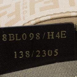 Pre Owned Fendi Beige Zucchino Coated Canvas Forever Bauletto Boston Bag