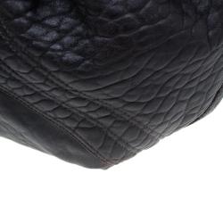 Pre Owned Fendi Dark Brown Leather Large Spy Hobo Bag