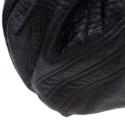 Pre Owned Fendi Dark Brown Leather Large Spy Hobo Bag