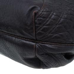 Pre Owned Fendi Dark Brown Leather Large Spy Hobo Bag