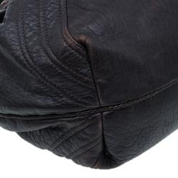Pre Owned Fendi Dark Brown Leather Large Spy Hobo Bag
