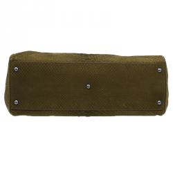 Pre Owned Fendi Military Green Matte Python Leather Large Peekaboo Bag