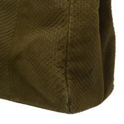 Pre Owned Fendi Military Green Matte Python Leather Large Peekaboo Bag