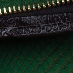 Pre Owned Fendi Military Green Matte Python Leather Large Peekaboo Bag