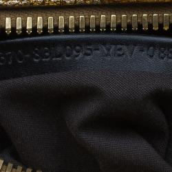 Pre Owned Fendi Gold Pebbled Leather Media Boston Bag