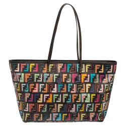 Pre Owned Fendi Multicolor Zucca Coated Canvas Large Roll Tote