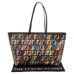 Pre Owned Fendi Multicolor Zucca Coated Canvas Large Roll Tote