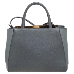 Pre Owned Fendi Grey Leather Mini 2jours Tote