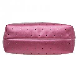 Pre Owned Fendi Metallic Purple Perforated Leather Roll Tote Bag W/ Pouch