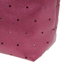 Pre Owned Fendi Metallic Purple Perforated Leather Roll Tote Bag W/ Pouch