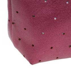 Pre Owned Fendi Metallic Purple Perforated Leather Roll Tote Bag W/ Pouch