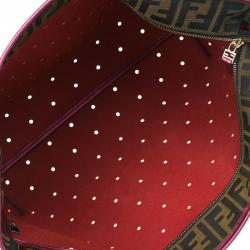 Pre Owned Fendi Metallic Purple Perforated Leather Roll Tote Bag W/ Pouch