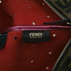 Pre Owned Fendi Metallic Purple Perforated Leather Roll Tote Bag W/ Pouch