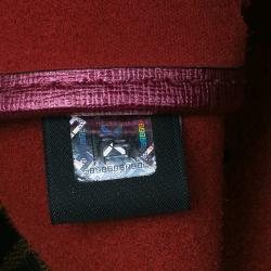 Pre Owned Fendi Metallic Purple Perforated Leather Roll Tote Bag W/ Pouch