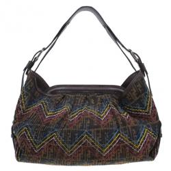 Pre Owned Fendi Multicolor Thread Zucca Canvas Doctor Hobo
