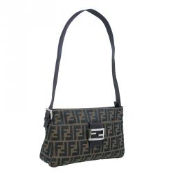 Fendi Brown Tobacco Zucca Long Baguette Shoulder Bag
