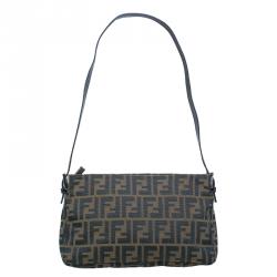 Fendi Brown Tobacco Zucca Long Baguette Shoulder Bag