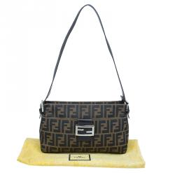 Fendi Brown Tobacco Zucca Long Baguette Shoulder Bag
