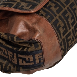 Fendi Tobacco Zucca Canvas and Leather Flap Messenger Bag