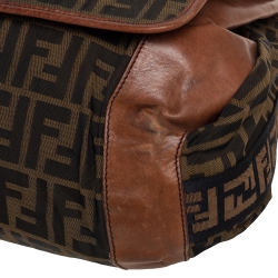 Fendi Tobacco Zucca Canvas and Leather Flap Messenger Bag