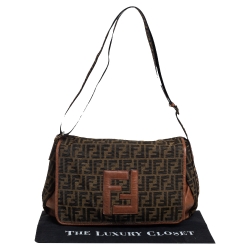 Fendi Tobacco Zucca Canvas and Leather Flap Messenger Bag
