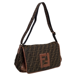 Fendi Tobacco Zucca Canvas and Leather Flap Messenger Bag