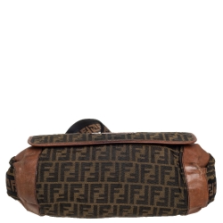 Fendi Tobacco Zucca Canvas and Leather Flap Messenger Bag