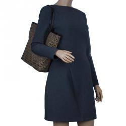 Pre Owned Fendi Brown Canvas and Leather Zucchino Tote Bag