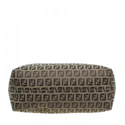 Pre Owned Fendi Brown Canvas and Leather Zucchino Tote Bag