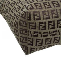 Pre Owned Fendi Brown Canvas and Leather Zucchino Tote Bag