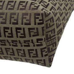 Pre Owned Fendi Brown Canvas and Leather Zucchino Tote Bag