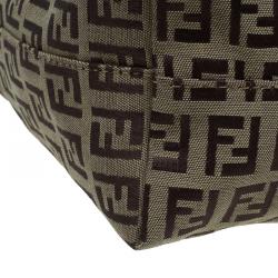 Pre Owned Fendi Brown Canvas and Leather Zucchino Tote Bag