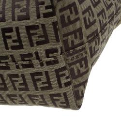 Pre Owned Fendi Brown Canvas and Leather Zucchino Tote Bag