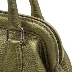 Pre Owned Fendi Gold Selleria Leather Small Satchel Bag