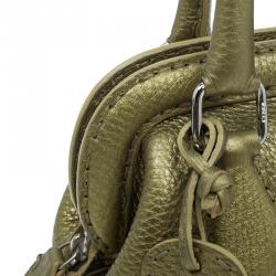 Pre Owned Fendi Gold Selleria Leather Small Satchel Bag