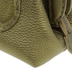 Pre Owned Fendi Gold Selleria Leather Small Satchel Bag