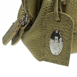 Pre Owned Fendi Gold Selleria Leather Small Satchel Bag