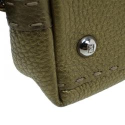 Pre Owned Fendi Gold Selleria Leather Small Satchel Bag