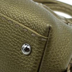 Pre Owned Fendi Gold Selleria Leather Small Satchel Bag