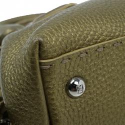 Pre Owned Fendi Gold Selleria Leather Small Satchel Bag