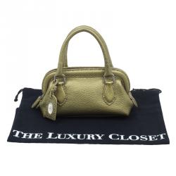 Pre Owned Fendi Gold Selleria Leather Small Satchel Bag