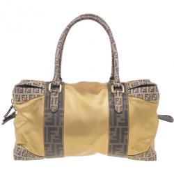 Pre Owned Fendi Gold Coated Canvas and Nylon Large B. Mix Tote