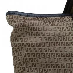 Pre Owned Fendi Brown Striped Zucchino Nylon Shopping Tote
