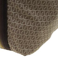 Pre Owned Fendi Brown Striped Zucchino Nylon Shopping Tote