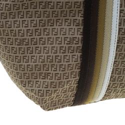 Pre Owned Fendi Brown Striped Zucchino Nylon Shopping Tote