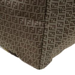 Pre Owned Fendi Brown Striped Zucchino Nylon Shopping Tote
