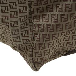 Pre Owned Fendi Brown Striped Zucchino Nylon Shopping Tote